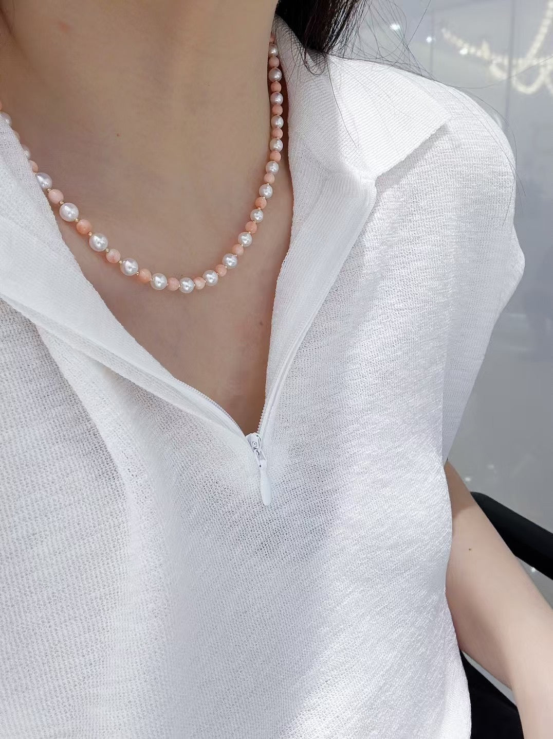 MT20250002 4.5mm Natural Momo Coral Necklace