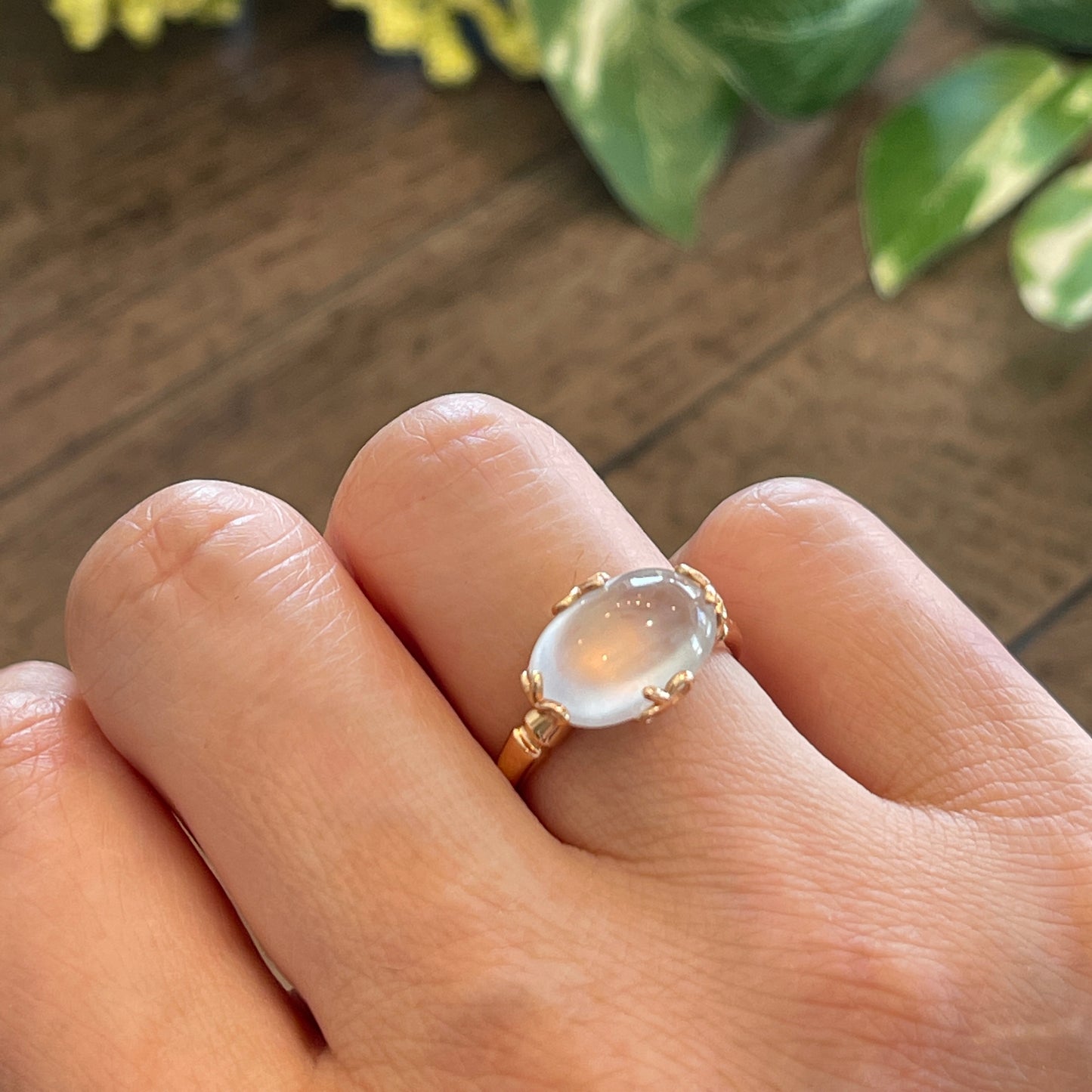 MT20210018 天然翡翠A货 玻璃种蛋面翡翠戒指