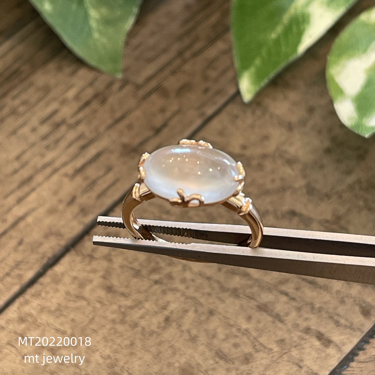 MT20210018 天然翡翠A货 玻璃种蛋面翡翠戒指