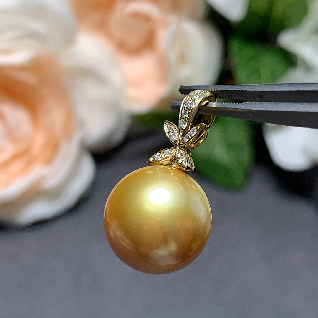 MT20210002 美瞳珍珠南洋金珠钻石吊坠裸珠