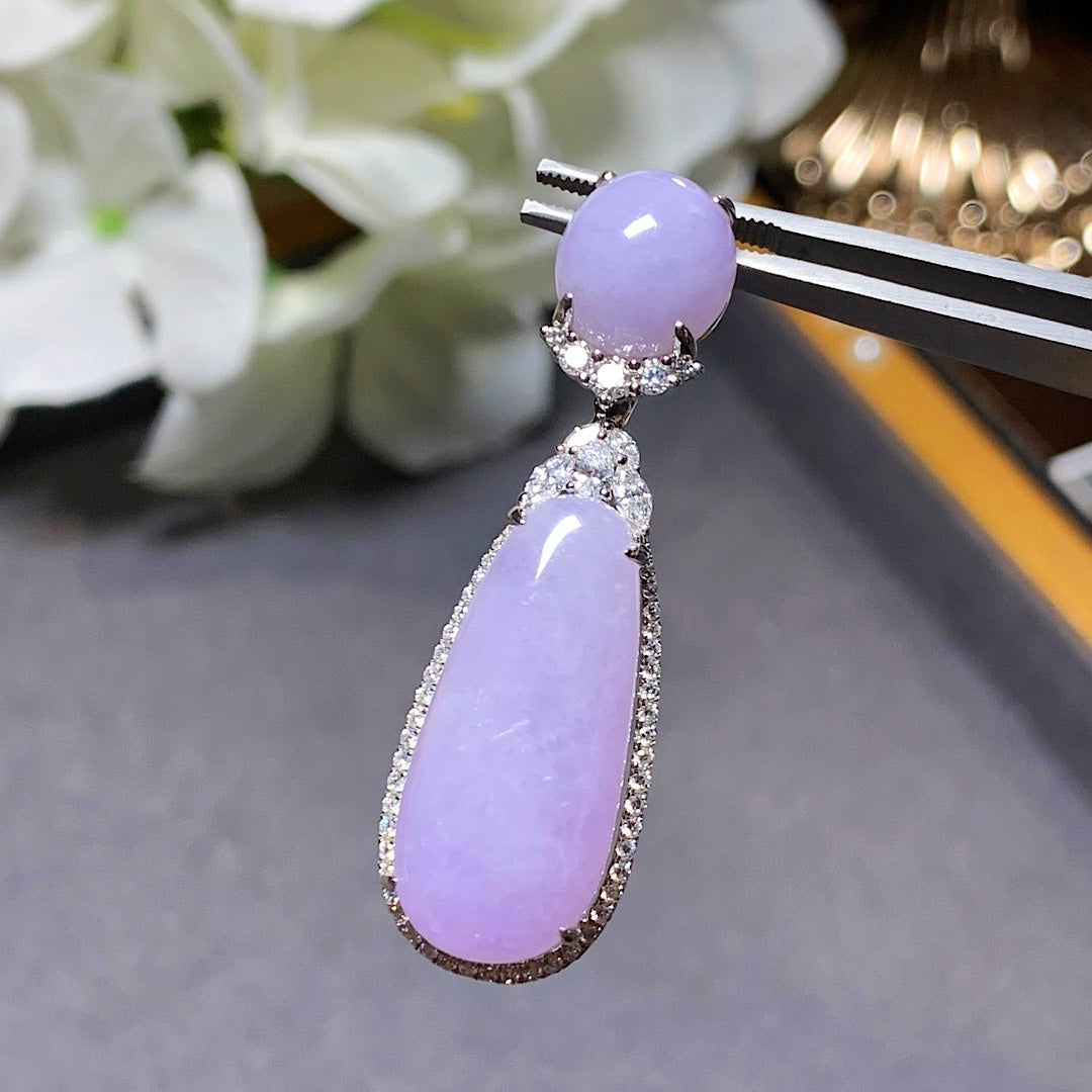 MT20210008 美瞳翡翠天然A货 冰糯种紫罗兰