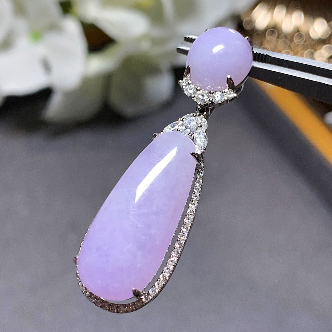 MT20210008 美瞳翡翠天然A货 冰糯种紫罗兰