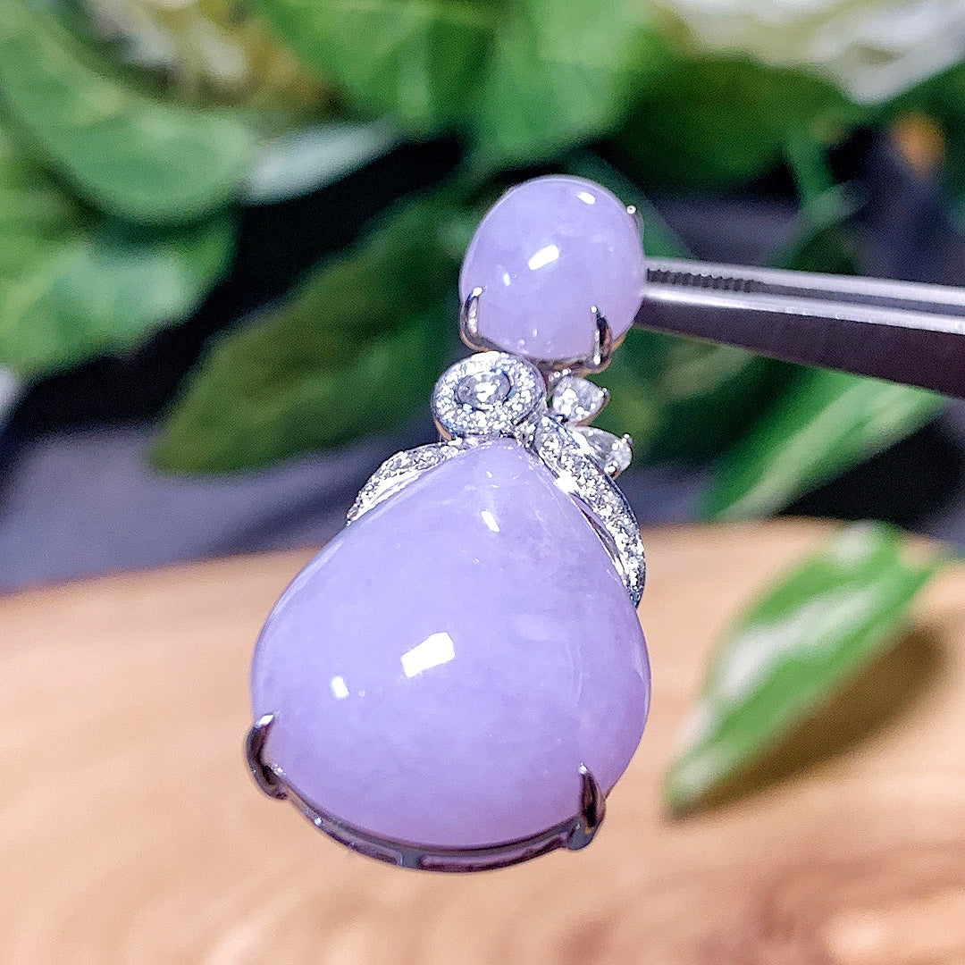 MT20220030 天然翡翠A货 糯冰翡翠紫罗兰吊坠