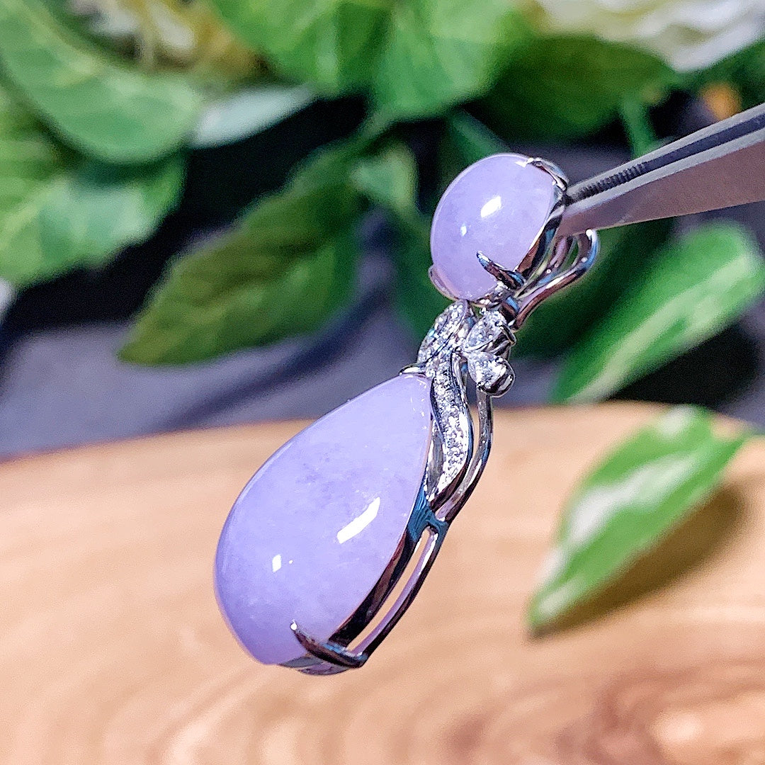 MT20220030 天然翡翠A货 糯冰翡翠紫罗兰吊坠