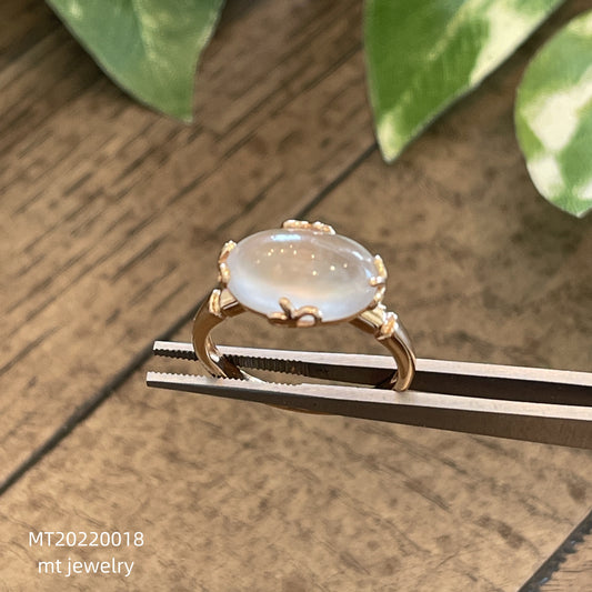 MT20210018 天然翡翠A货 玻璃种蛋面翡翠戒指