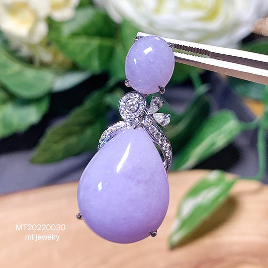 MT20220030 天然翡翠A货 糯冰翡翠紫罗兰吊坠